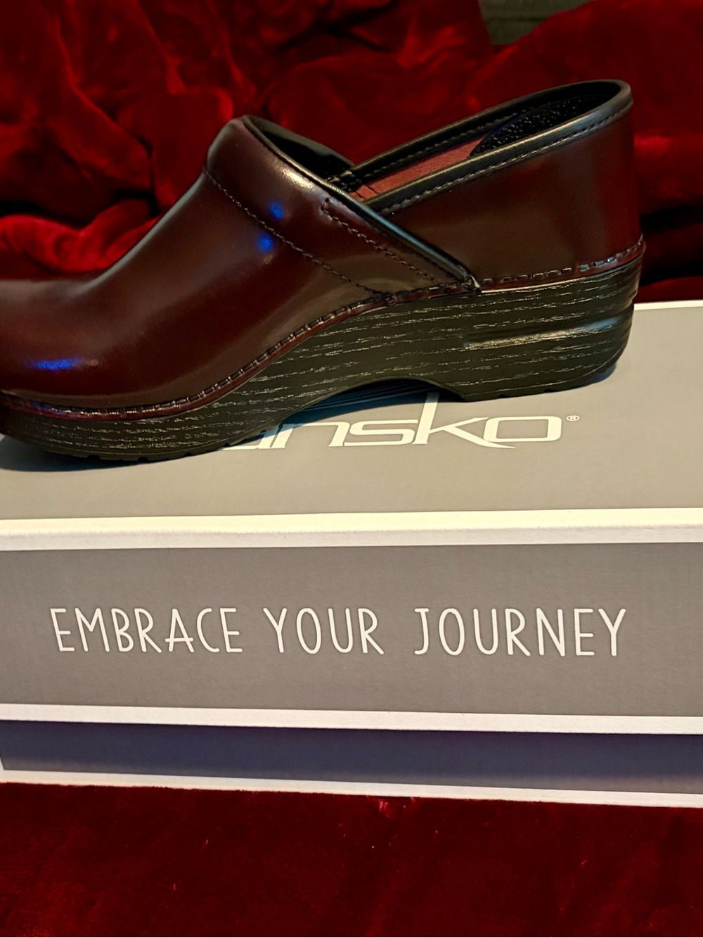 Dansko Burgundy Leather Slip-On Clog